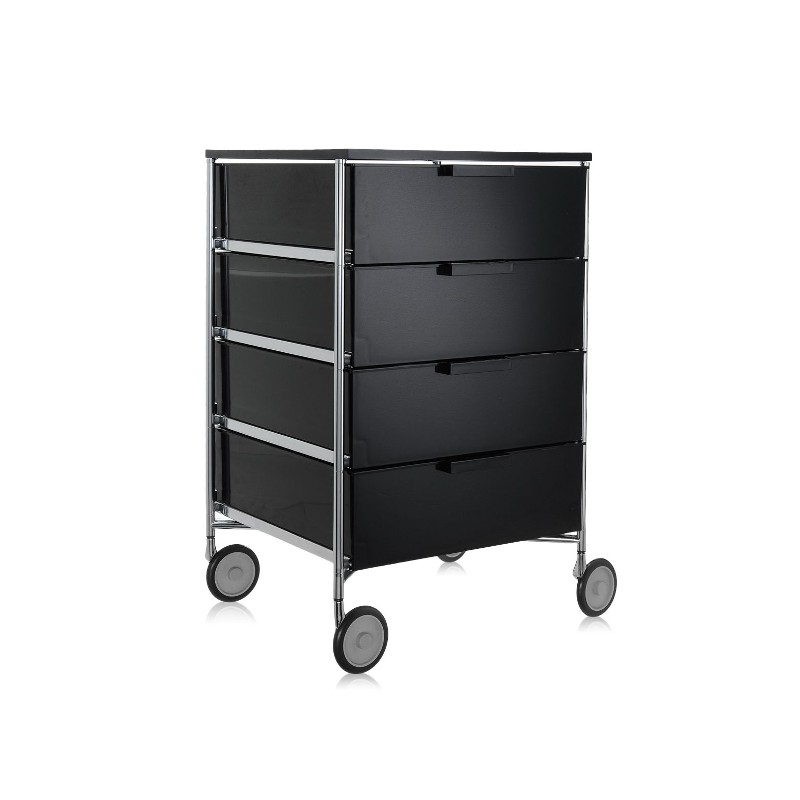 mobil-ladenkast-citterio-löw-kartell-4-lagen-wieltjes-glanzend-fumé