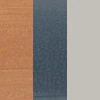 Licht hout / chromen onderstel/ lichtblauwe stof